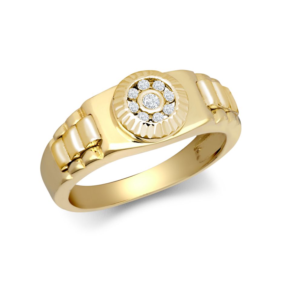 9ct Yellow Gold Child's Cubic Zirconia Set Watch Strap & Bezel Ring