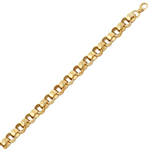 9ct Yellow Gold Cast Patterned & Plain Belcher 15.0mm Gauge Chain