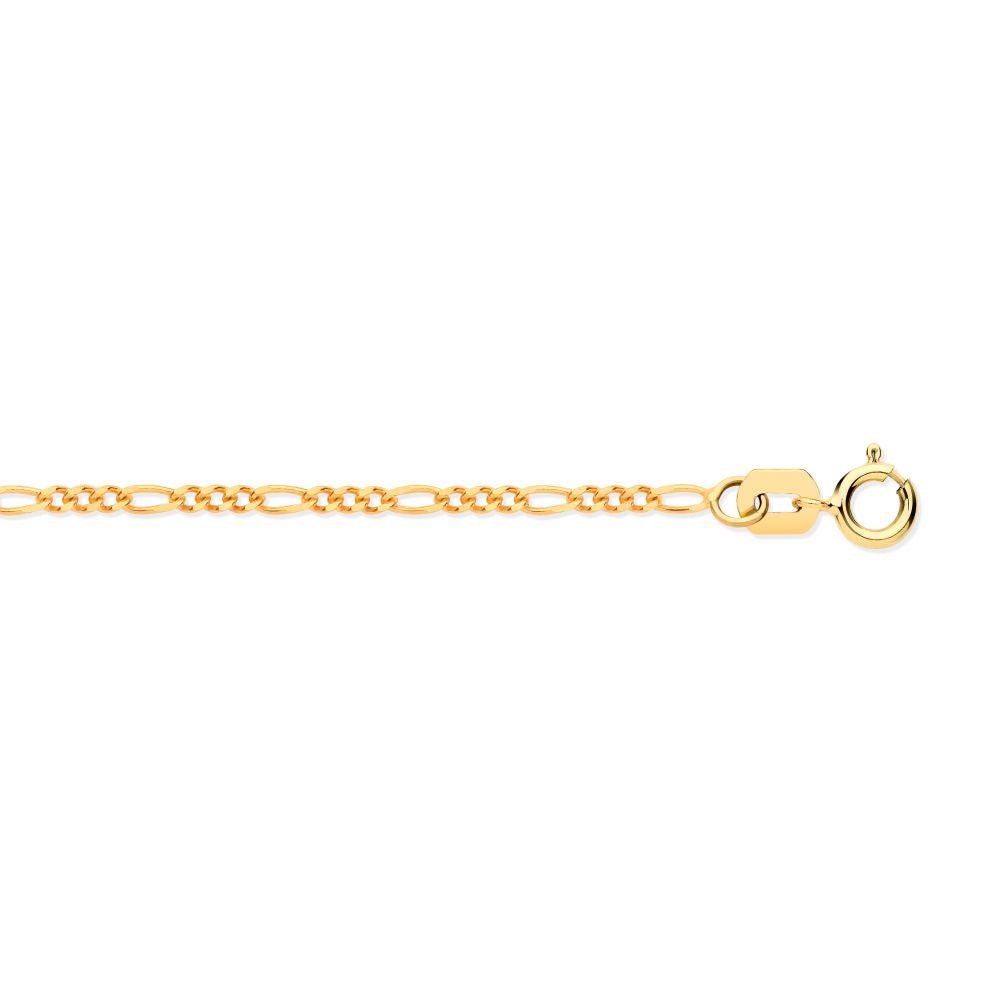 9ct Yellow Gold Diamond Cut Figaro 2.3mm Chain