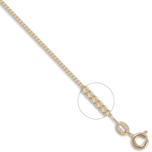 9ct Yellow Gold Diamond Cut Curb 1.3mm Gauge Pendant Chain
