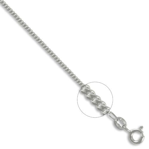 9ct White Gold Diamond Cut Curb Gauge Pendant Chain