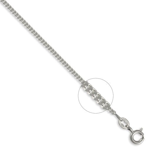 9ct White Gold Diamond Cut Curb 1.7mm Gauge Pendant Chain