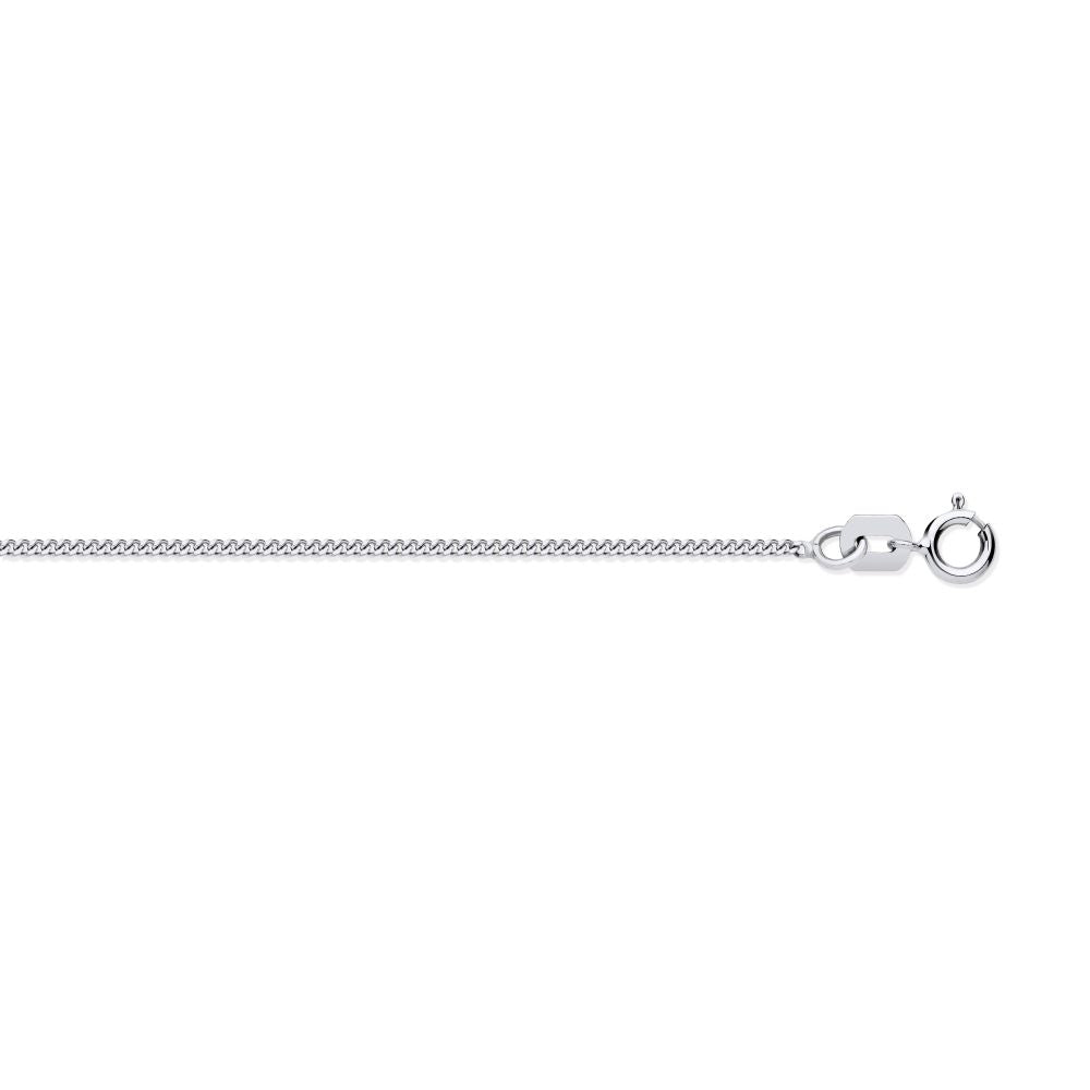 9ct White Gold Diamond Cut Curb 1.15mm Chain 16-18 Inch Extender