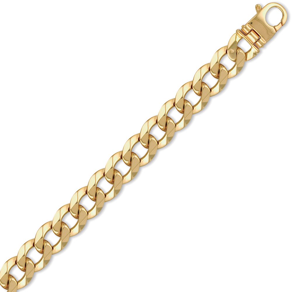 9ct Yellow Gold Traditional Heavy Weight Curb Link 16mm Gauge Bracelet