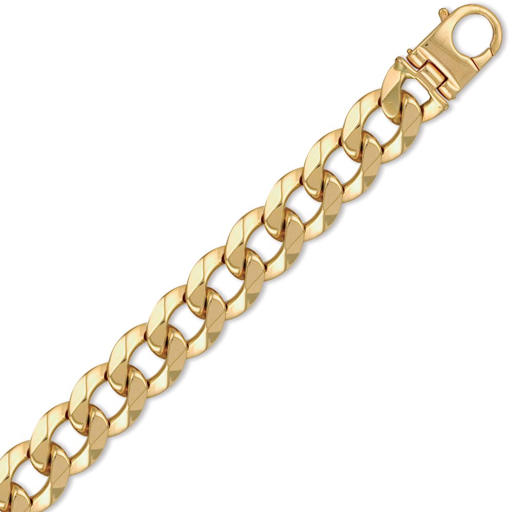 9ct Yellow Gold Traditional Heavy Weight Curb Link 20mm Gauge Bracelet