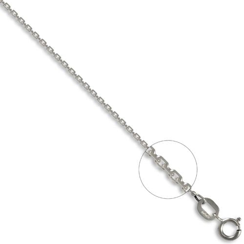 9ct White Gold Diamond Cut Concertina Trace 1.2mm Gauge Pendant Chain