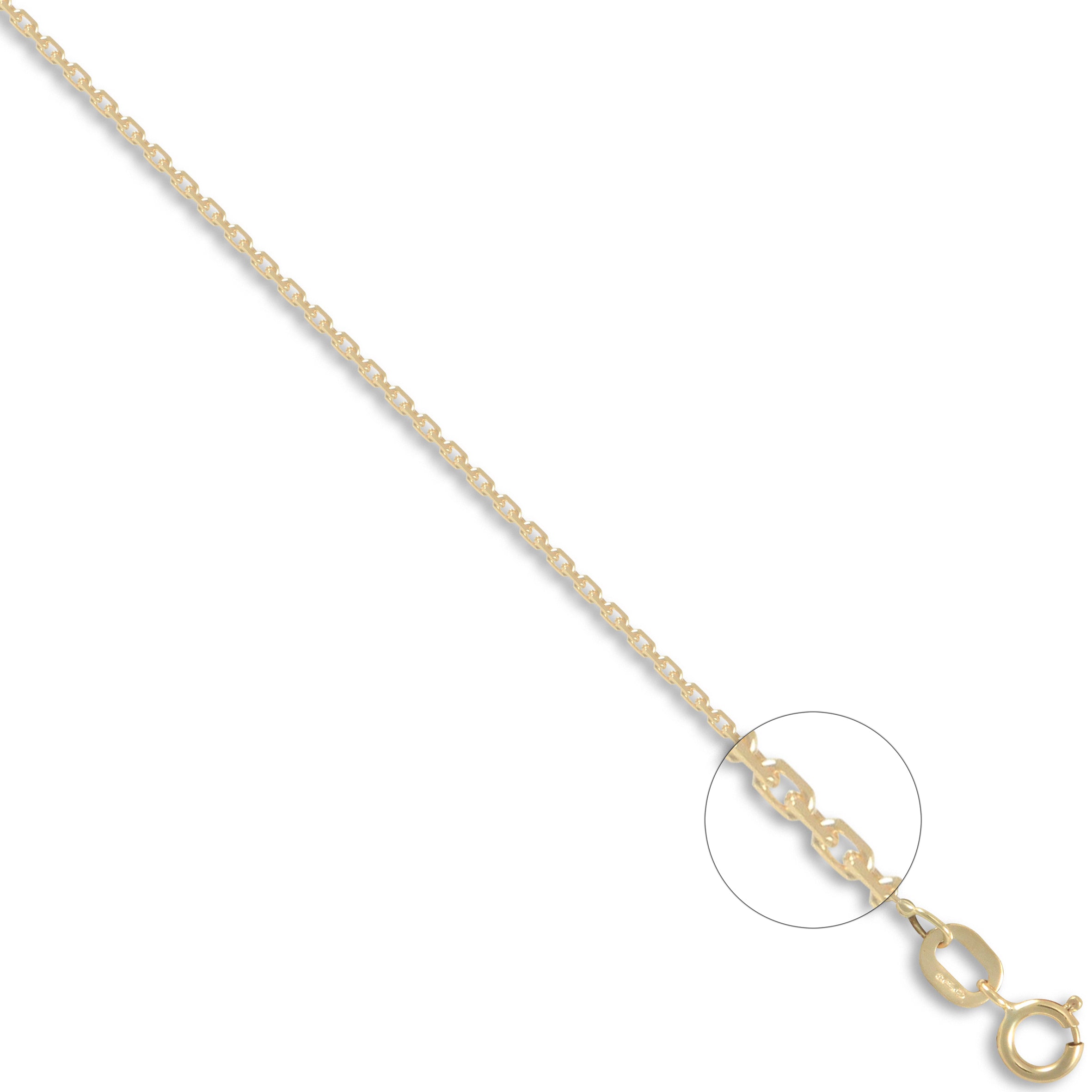 9ct Yellow Gold Diamond Cut Trace 1.0mm Chain