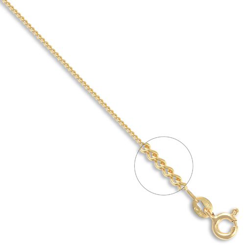 18ct Yellow Gold Curb 1mm Gauge Pendant Chain