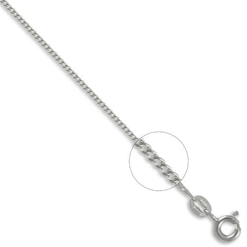 18ct White Gold Curb Gauge Pendant Chain