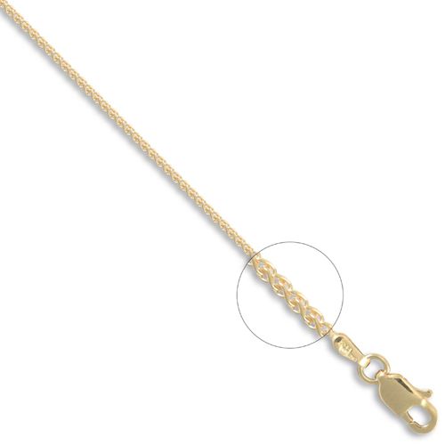 18ct Yellow Gold Spiga 1mm Gauge Pendant Chain