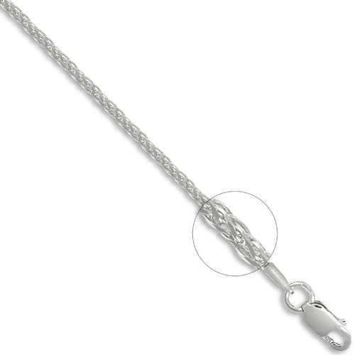 9ct White Gold Diamond Cut Spiga 1.2mm Gauge Pendant Chain