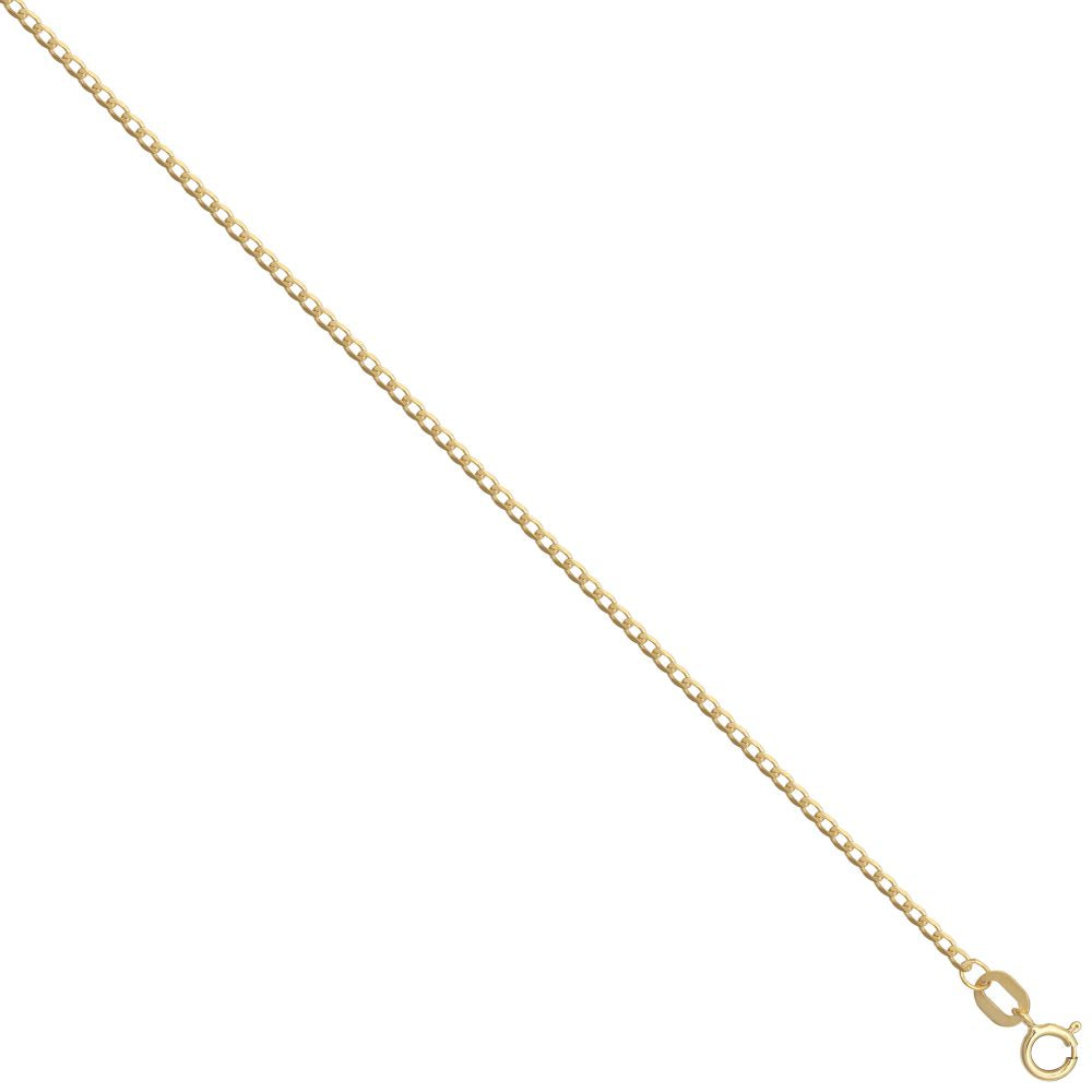 9ct Yellow Gold Flat Curb 1.5mm Gauge Pendant Chain