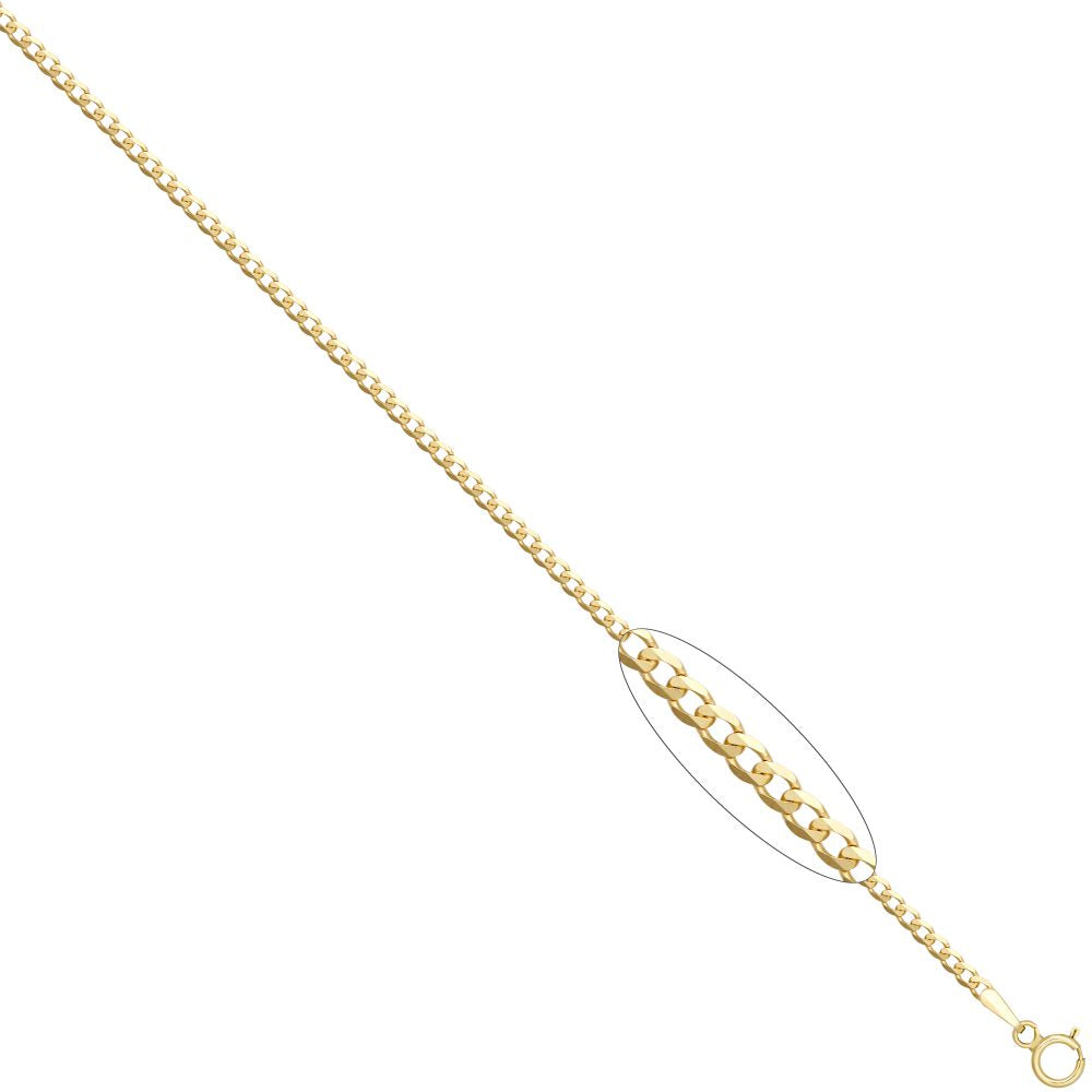 9ct Yellow Gold Flat Curb 1.9mm Gauge Pendant Chain