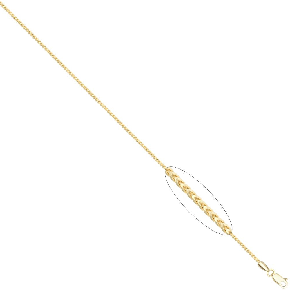 9ct Yellow Gold Franco Chain Diamond Cut 8 Side 1.2mm Gauge Pendant Chain
