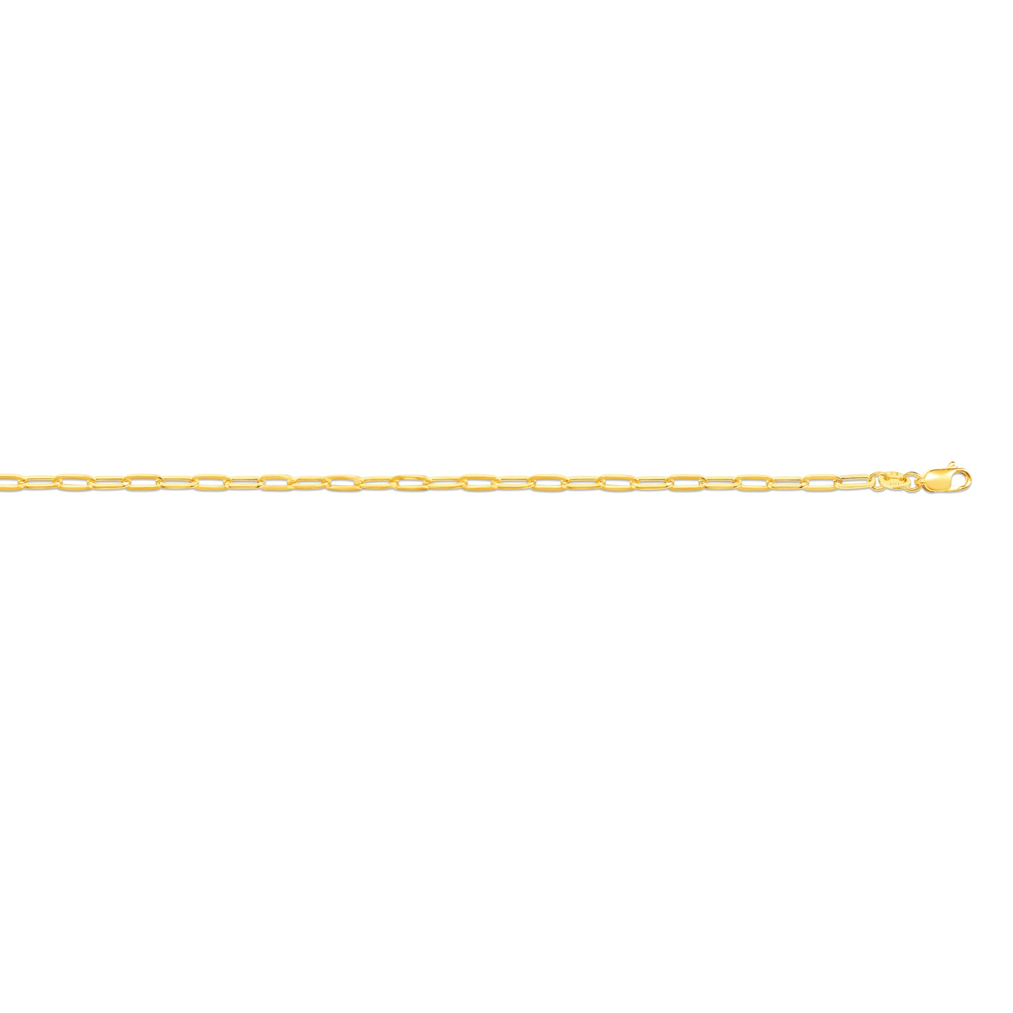 9ct Yellow Gold Hollow Paperclip Chain
