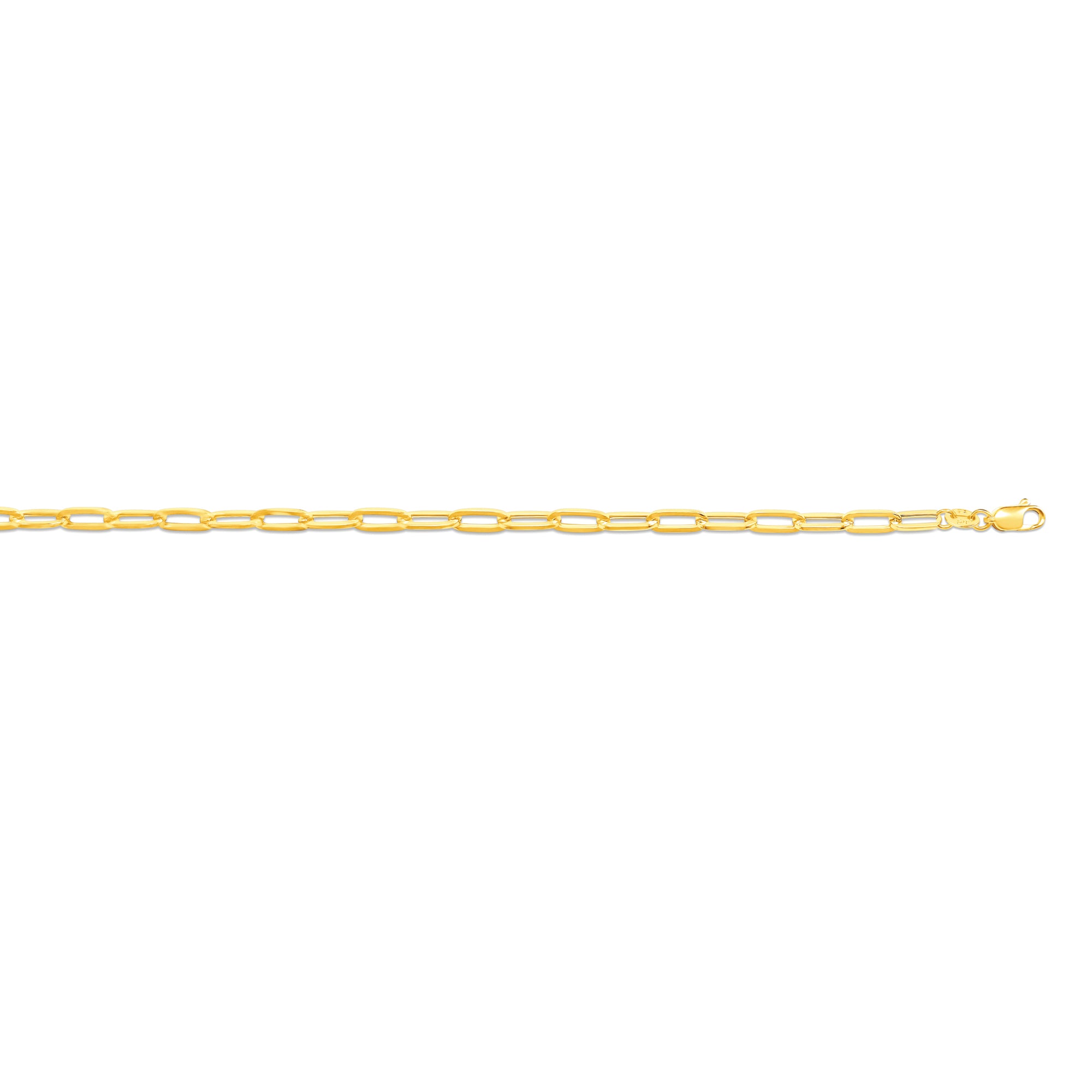 9ct Yellow Gold Hollow Paperclip 3.6mm Chain