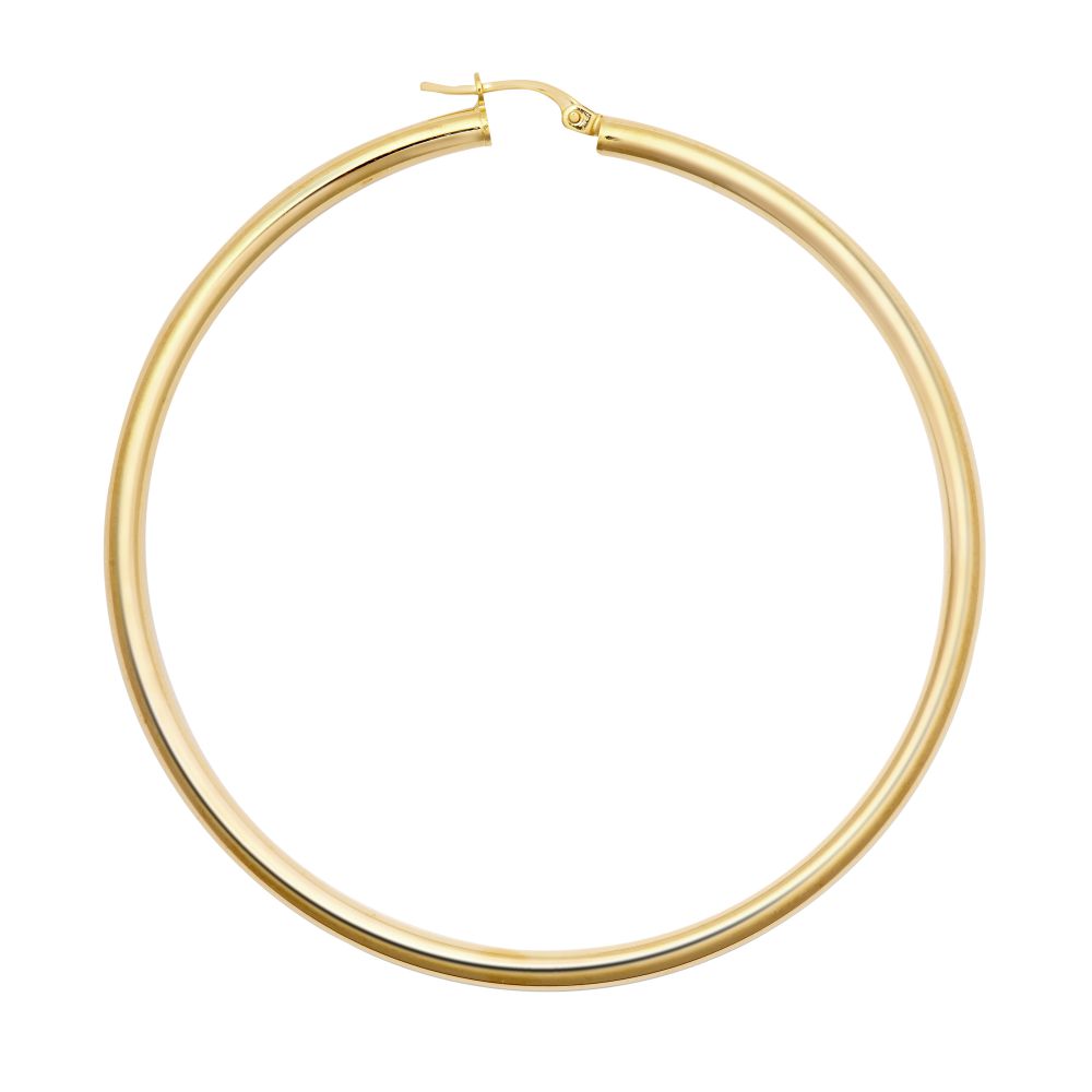 JER179F | 9ct yellow gold 3mm polished round-tube creole hoops.