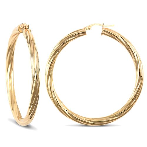 9ct Yellow Gold Twist Hoop Earrings