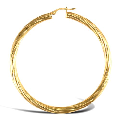 9ct Yellow Gold Twist Hoop Earrings
