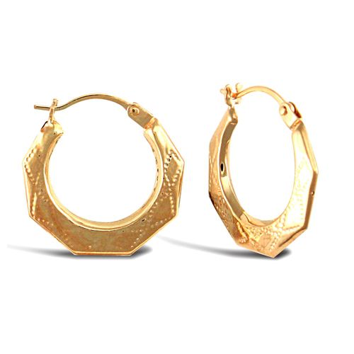 9ct Yellow Gold Round Diamond Cut Earrings