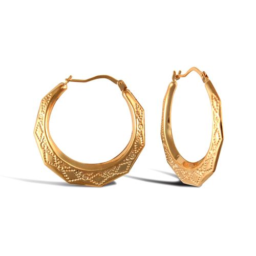 9ct Yellow Gold Round Diamond Cut Earrings