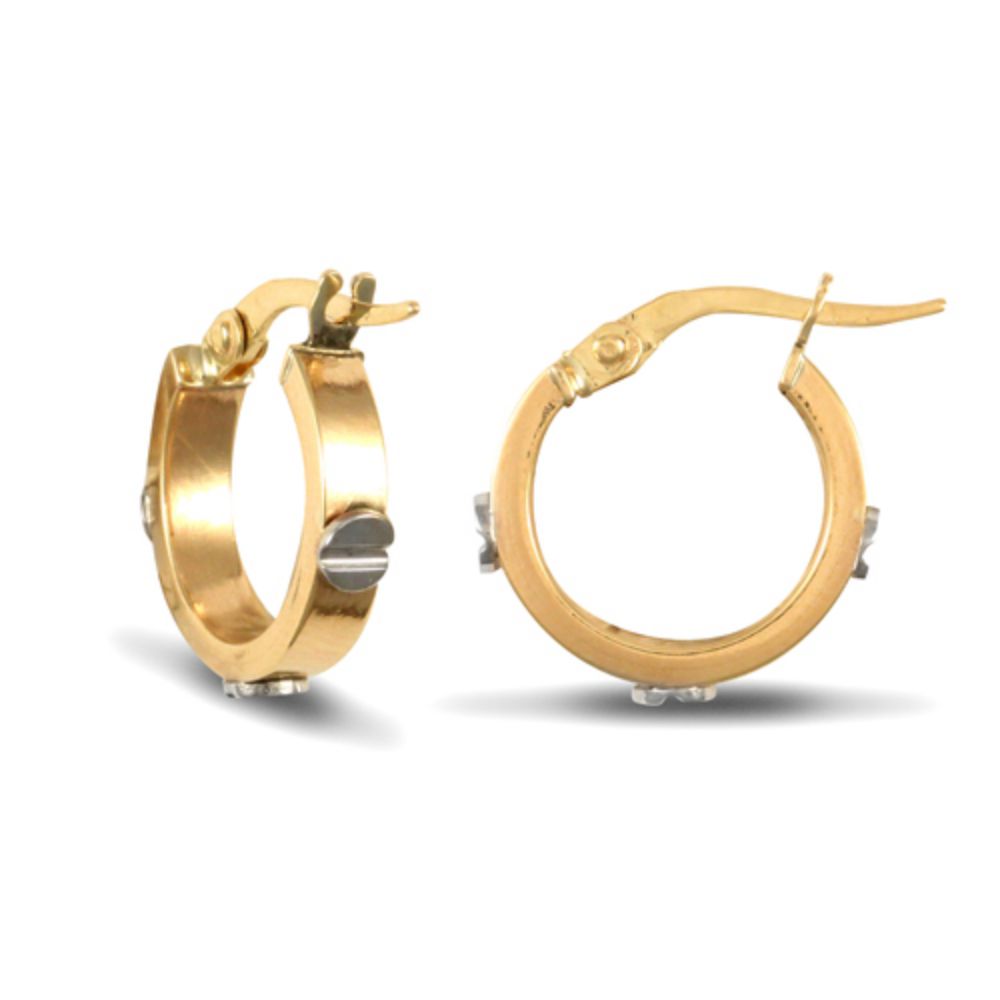 9ct Yellow & White Gold 3mm Hoop Earring