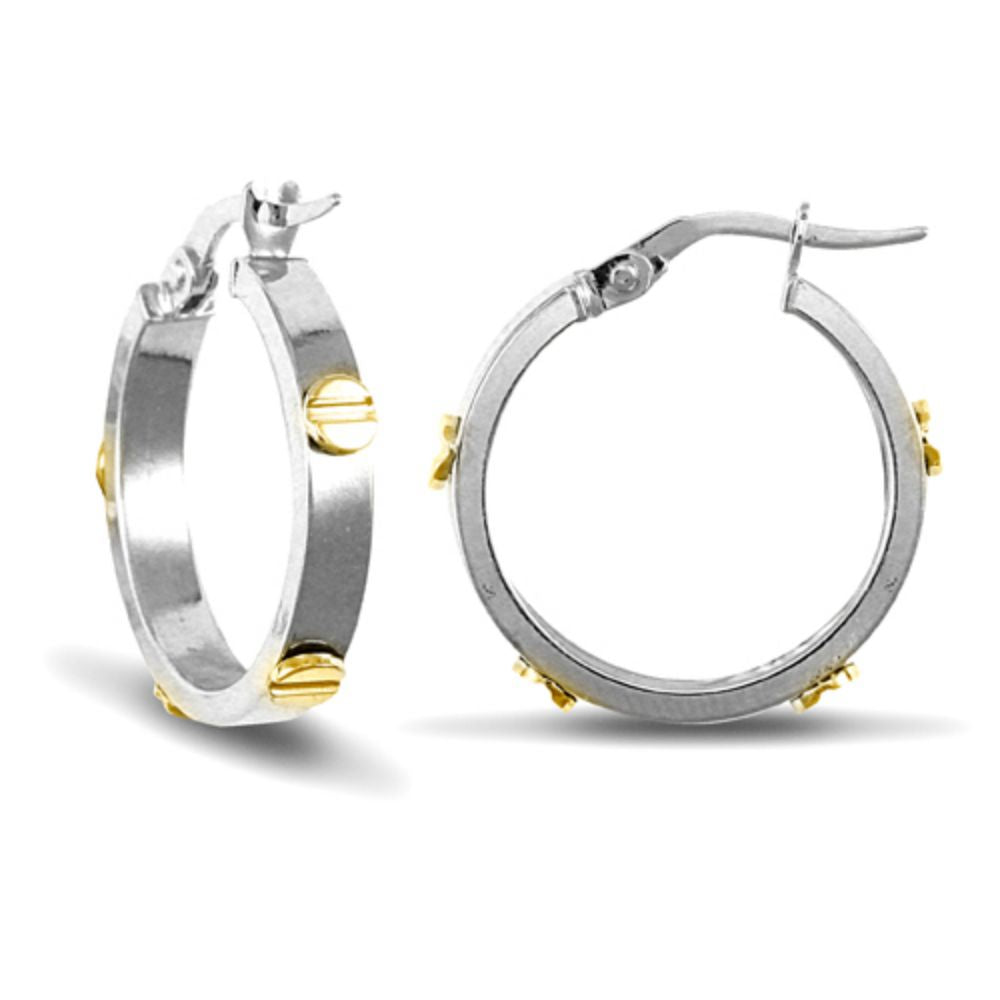 9ct Yellow & White Gold 3mm Hoop Earring