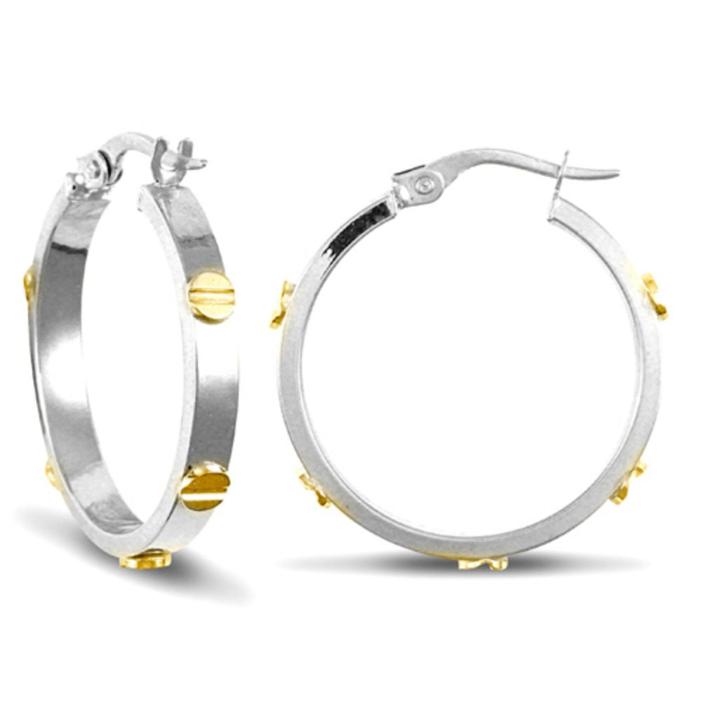 9ct Yellow & White Gold 3mm Hoop Earring
