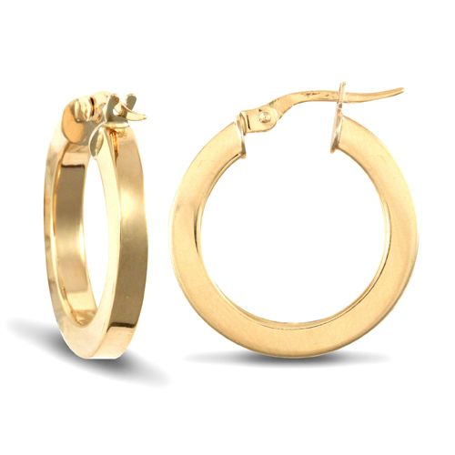 9ct Yellow Gold Square Hoop Earrings