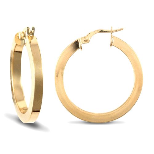 9ct Yellow Gold Square Hoop Earrings
