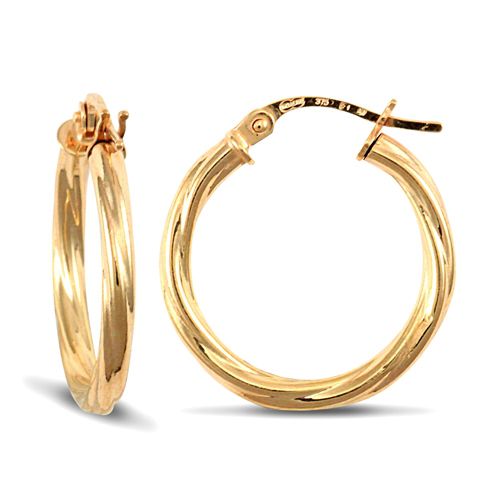 9ct Yellow Gold Twist Hoop Earrings