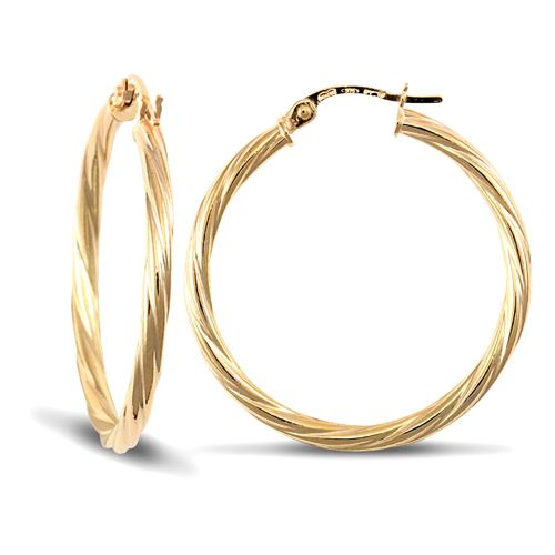 9ct Yellow Gold Twist Hoop Earrings