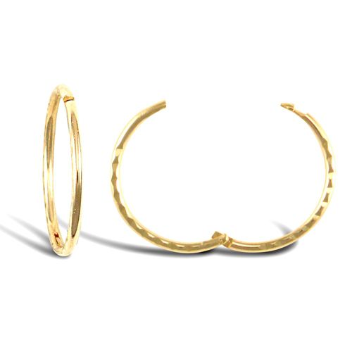9ct Yellow Gold Diamond Cut Hinged Sleepers