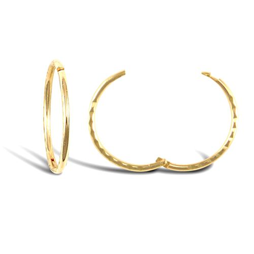 9ct Yellow Gold Diamond Cut Hinged Sleepers