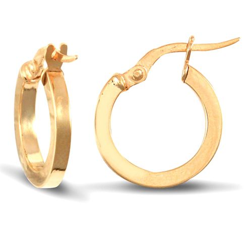 9ct Yellow Gold Square Tube Hoop Earrings