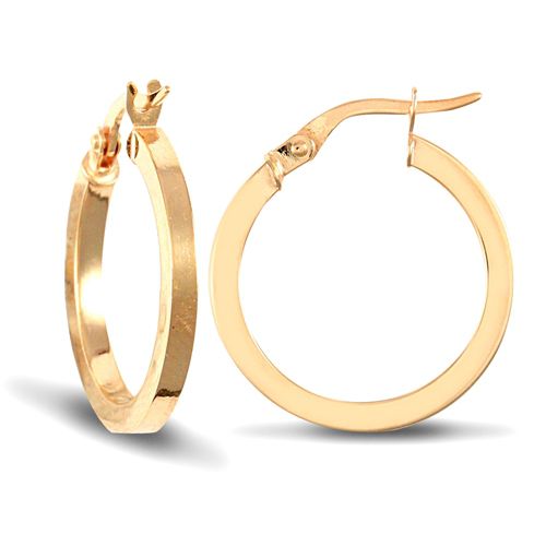 9ct Yellow Gold Square Tube Hoop Earrings