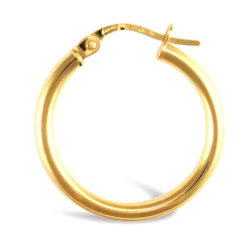 9ct Yellow Gold Ultra Light Plain Hoop Earrings