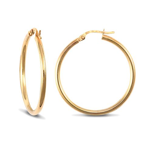 9ct Yellow Gold Ultra Light Plain Hoop Earrings