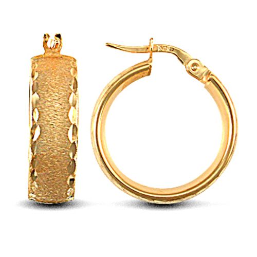 9ct Yellow Gold Court Hoop Earrings