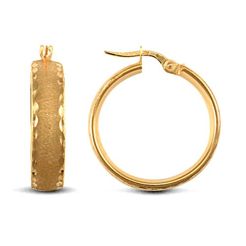 9ct Yellow Gold Court Hoop Earrings