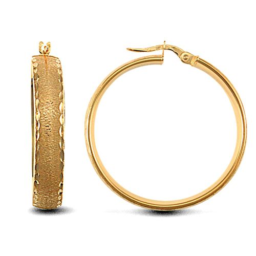 9ct Yellow Gold Court Hoop Earrings