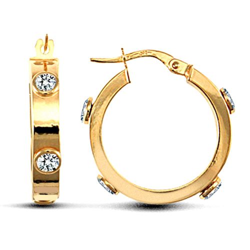 9ct Yellow Gold Cubic Zirconia Set Hoop Earrings