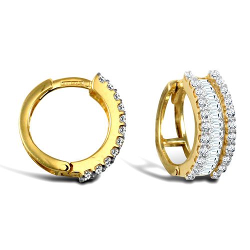 9ct Yellow Gold Cubic Zirconia Huggie Earrings