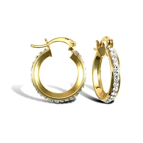 9ct Yellow Gold Cubic Zirconia Hoop Earrings