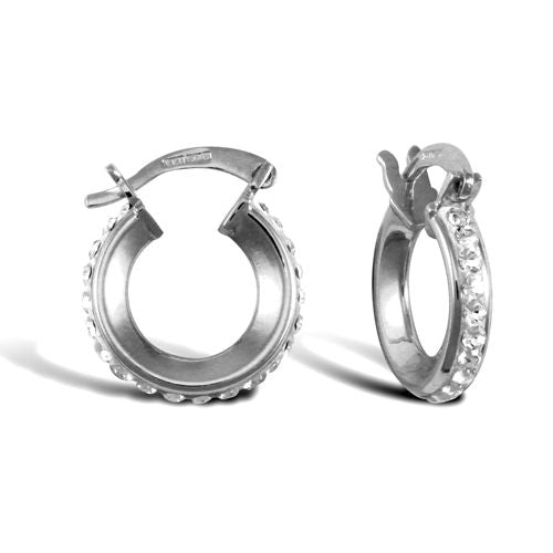 9ct White Gold Cubic Zirconia Hoop Earrings