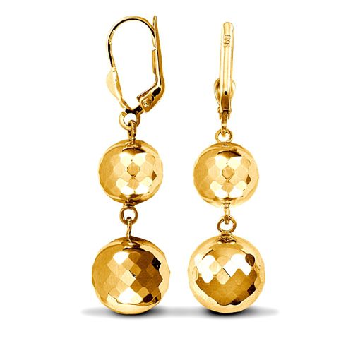 9ct Yellow Double Disco Ball Drop Earring