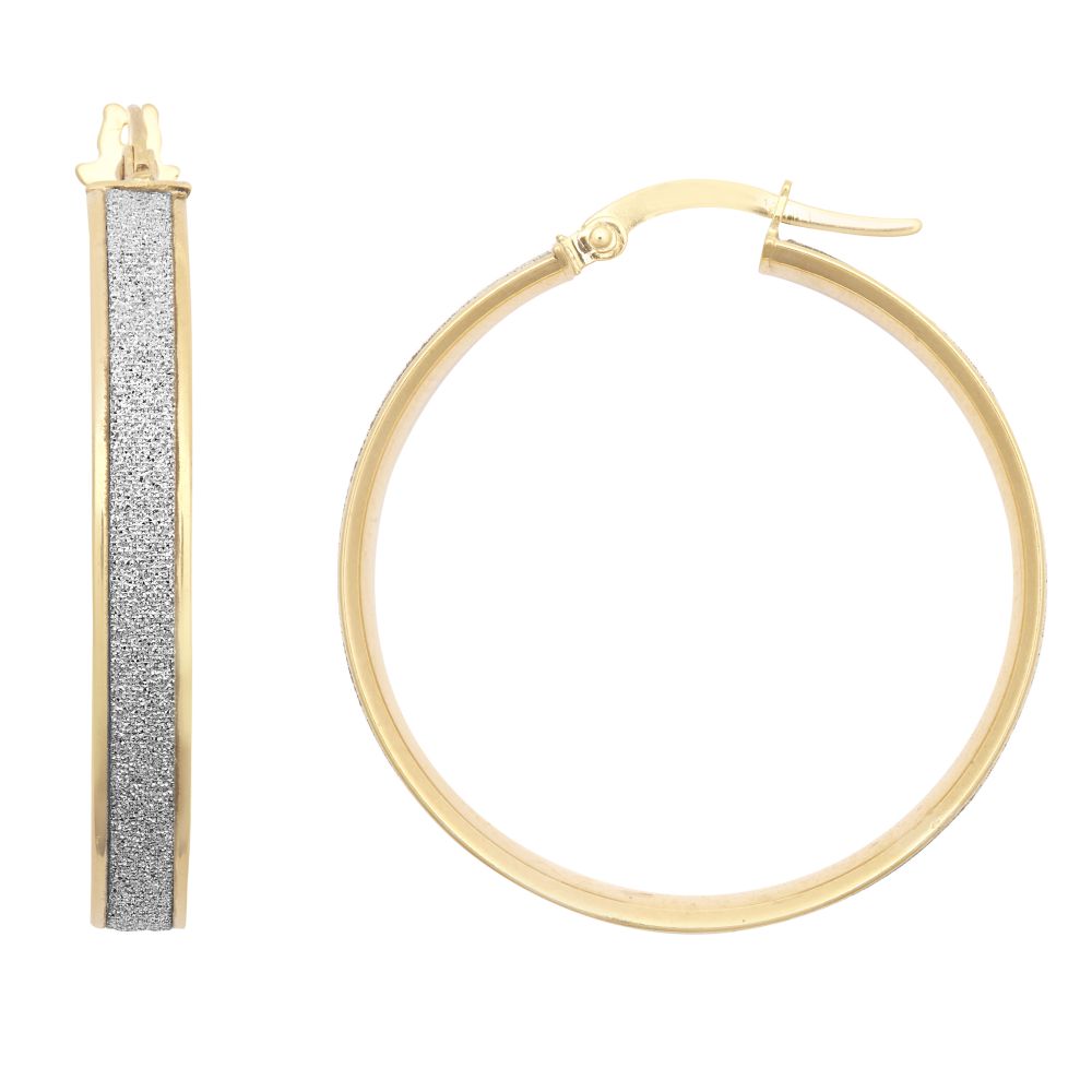 9ct Yellow Gold 25mm Moon Dust Hoop Earring