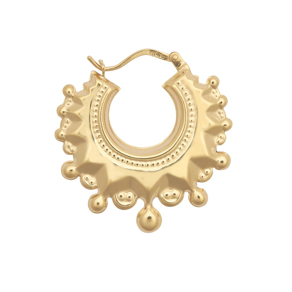 9ct Yellow Round Spiked Creole Earrings