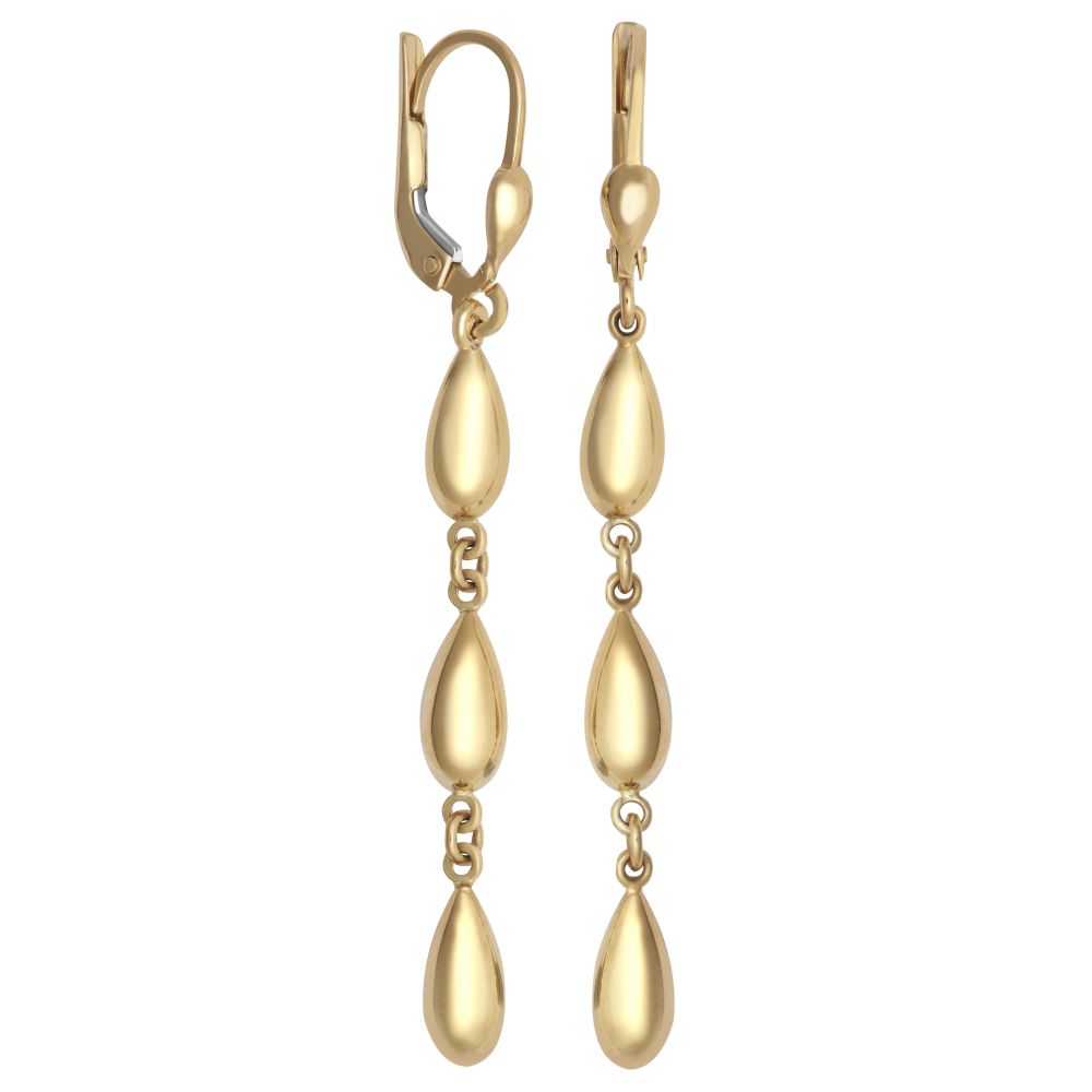 JER781 | 9ct Yellow Gold Raindrop Trilogy Drop Earrings