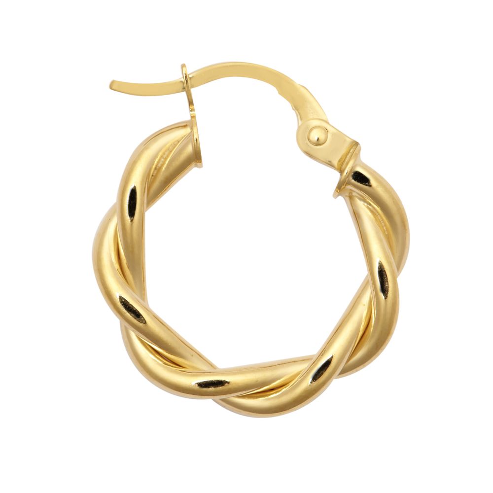 9ct Yellow Double Tubed Polished hoop earring